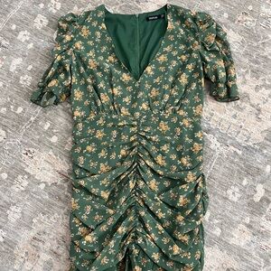 Boohoo Green Floral Dress